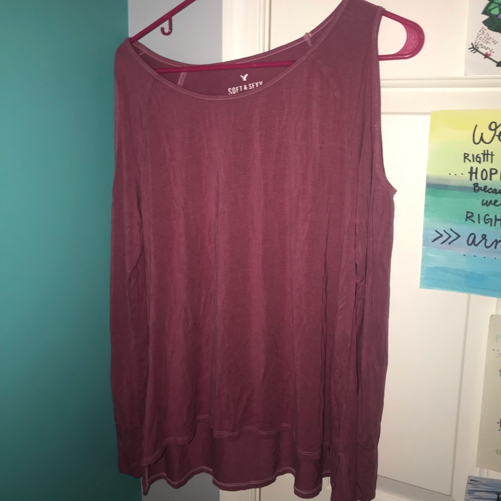 Cold shoulder pink top
